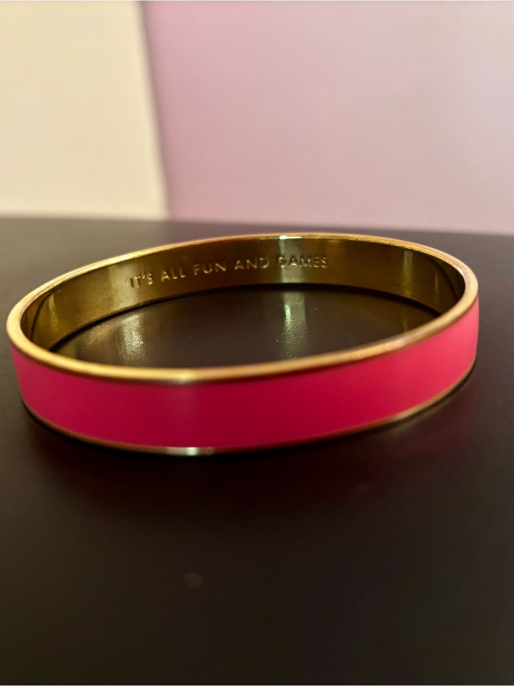 kate spade Hot Pink Enamel Bangle with Gold Trim